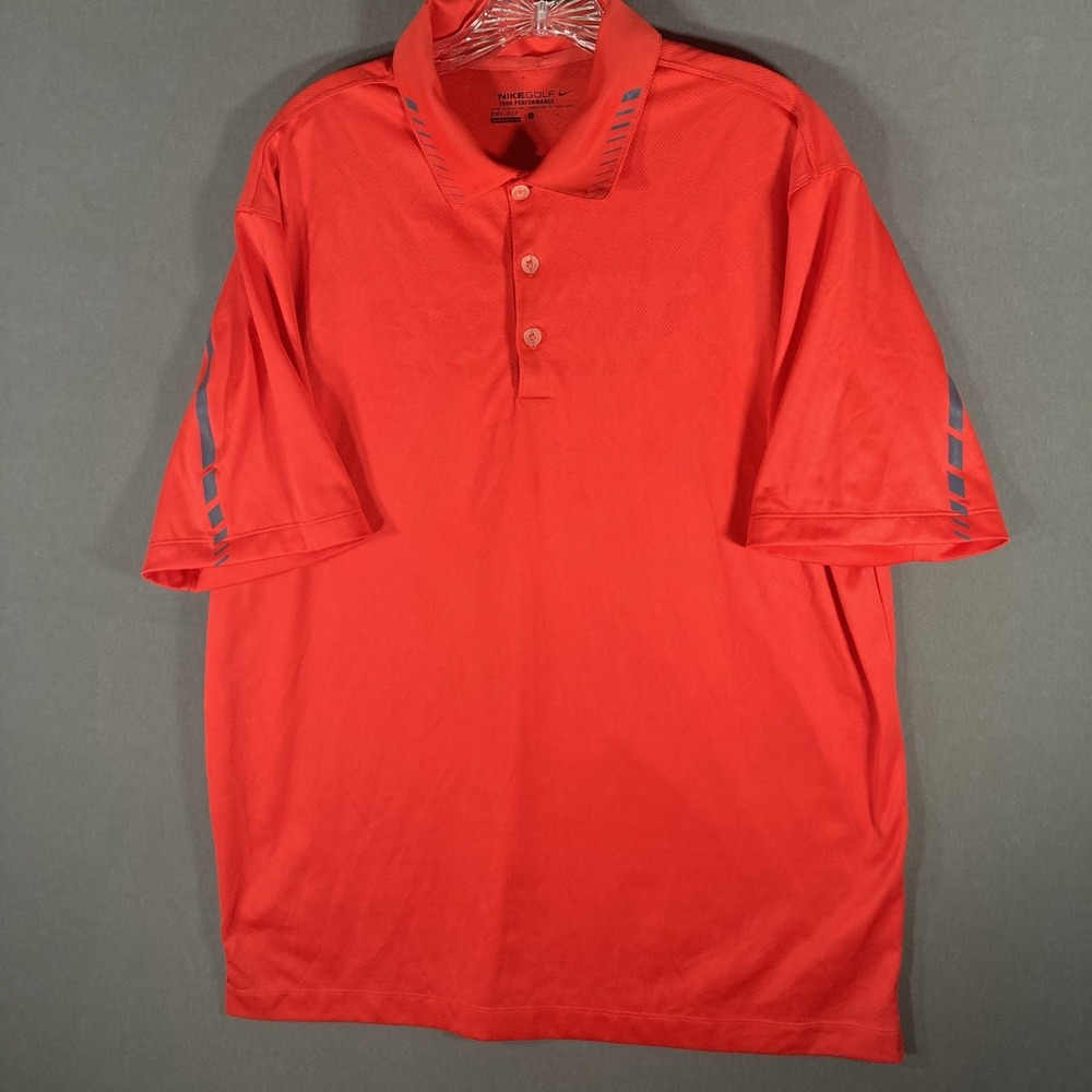 Nike Golf Polo Mens Large Red Tour‎ Performance Dri Fit Athletic Shirt